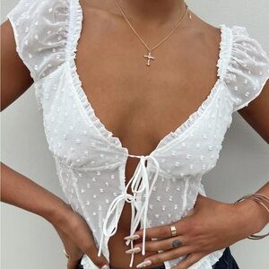 Elegant White Ruffle Top
